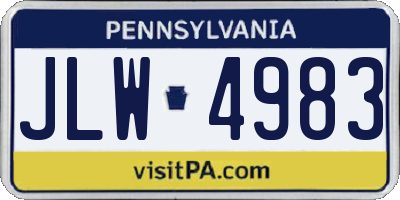 PA license plate JLW4983