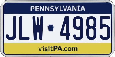 PA license plate JLW4985