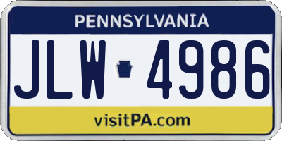 PA license plate JLW4986