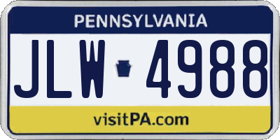 PA license plate JLW4988