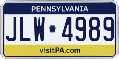 PA license plate JLW4989