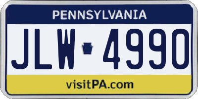 PA license plate JLW4990
