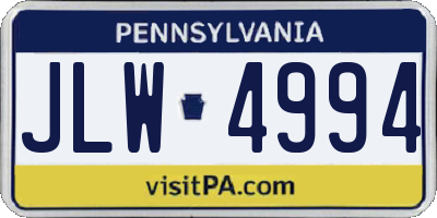 PA license plate JLW4994