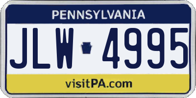 PA license plate JLW4995