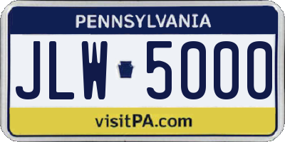 PA license plate JLW5000