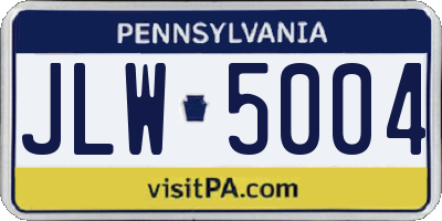 PA license plate JLW5004