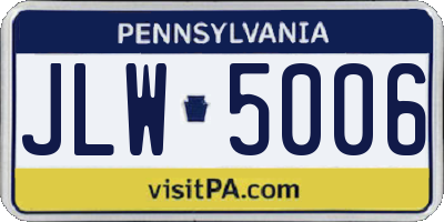 PA license plate JLW5006