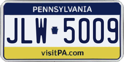 PA license plate JLW5009