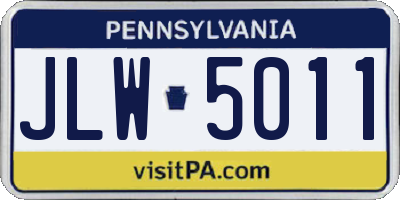 PA license plate JLW5011