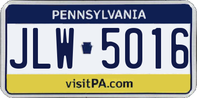 PA license plate JLW5016