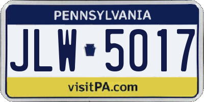 PA license plate JLW5017