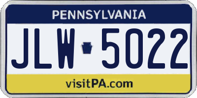 PA license plate JLW5022