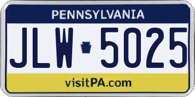 PA license plate JLW5025