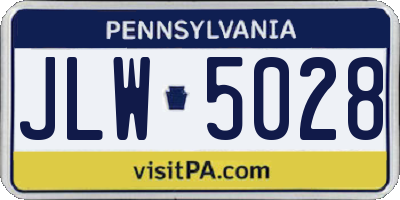 PA license plate JLW5028