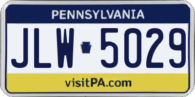 PA license plate JLW5029