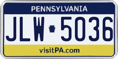 PA license plate JLW5036