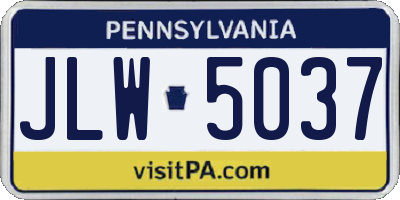PA license plate JLW5037