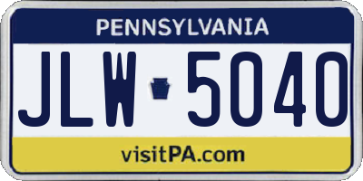 PA license plate JLW5040