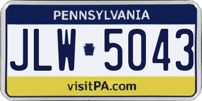 PA license plate JLW5043