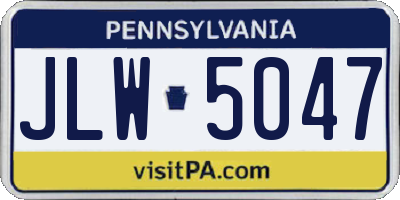 PA license plate JLW5047