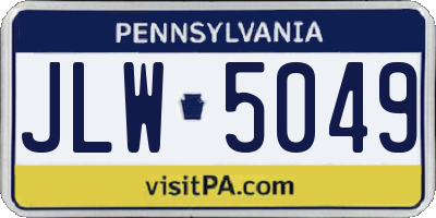 PA license plate JLW5049