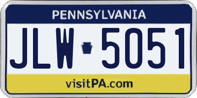 PA license plate JLW5051
