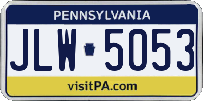 PA license plate JLW5053