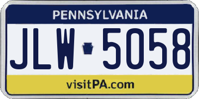 PA license plate JLW5058