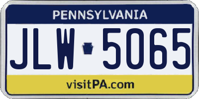 PA license plate JLW5065