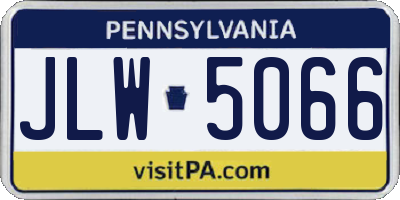 PA license plate JLW5066