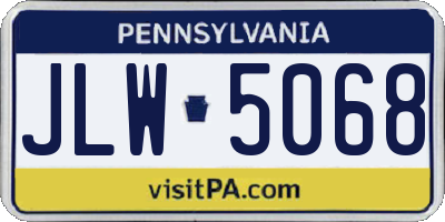 PA license plate JLW5068