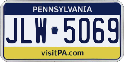 PA license plate JLW5069