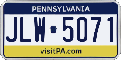 PA license plate JLW5071