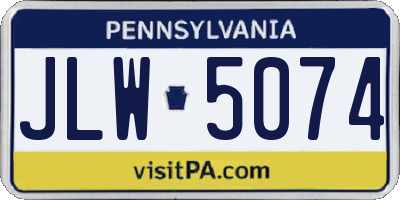 PA license plate JLW5074