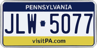 PA license plate JLW5077