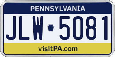 PA license plate JLW5081