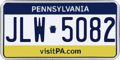 PA license plate JLW5082
