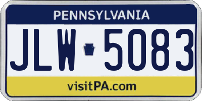 PA license plate JLW5083