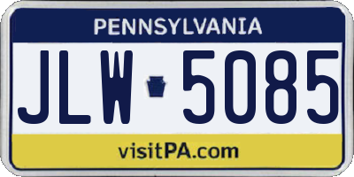 PA license plate JLW5085