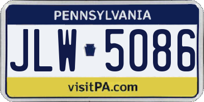 PA license plate JLW5086