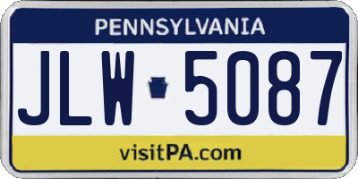 PA license plate JLW5087