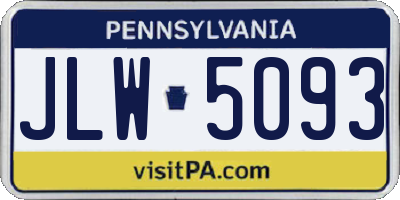 PA license plate JLW5093