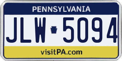 PA license plate JLW5094