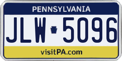 PA license plate JLW5096