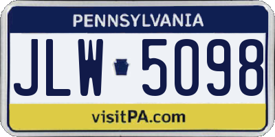 PA license plate JLW5098