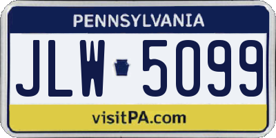 PA license plate JLW5099