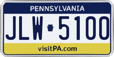 PA license plate JLW5100