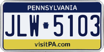 PA license plate JLW5103
