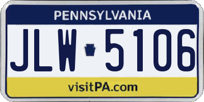 PA license plate JLW5106