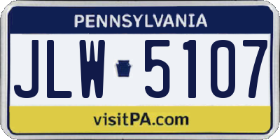 PA license plate JLW5107